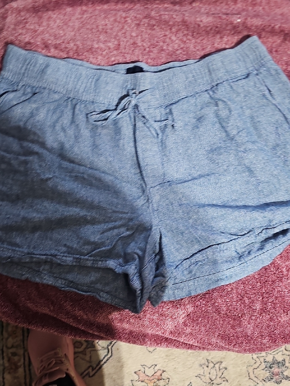 GAP Women's Denim-Look Drawstring High-Waist Shorts - Blue